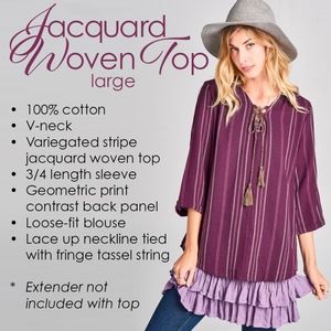 Jacquard Woven Burgundy Top